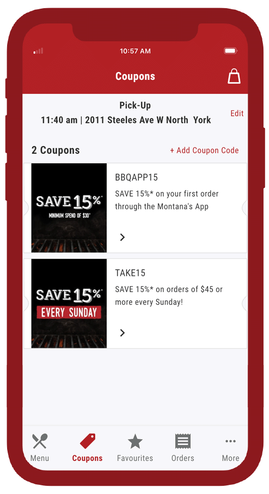Make Ordering easier with the Montanas  app